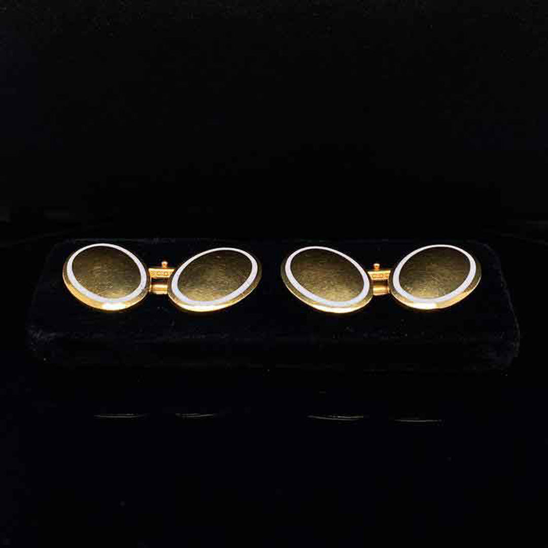 18ct Yellow Gold And Enamel Cufflinks