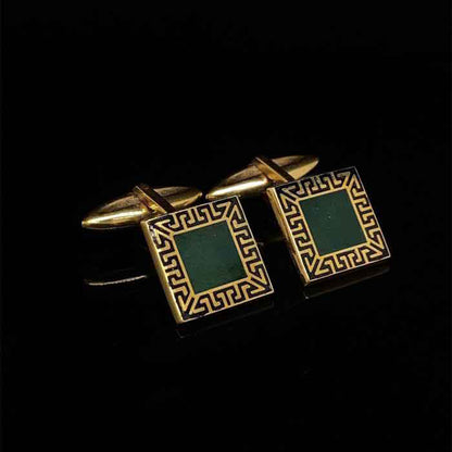 18ct Yellow Gold and Green Enamel Cufflinks