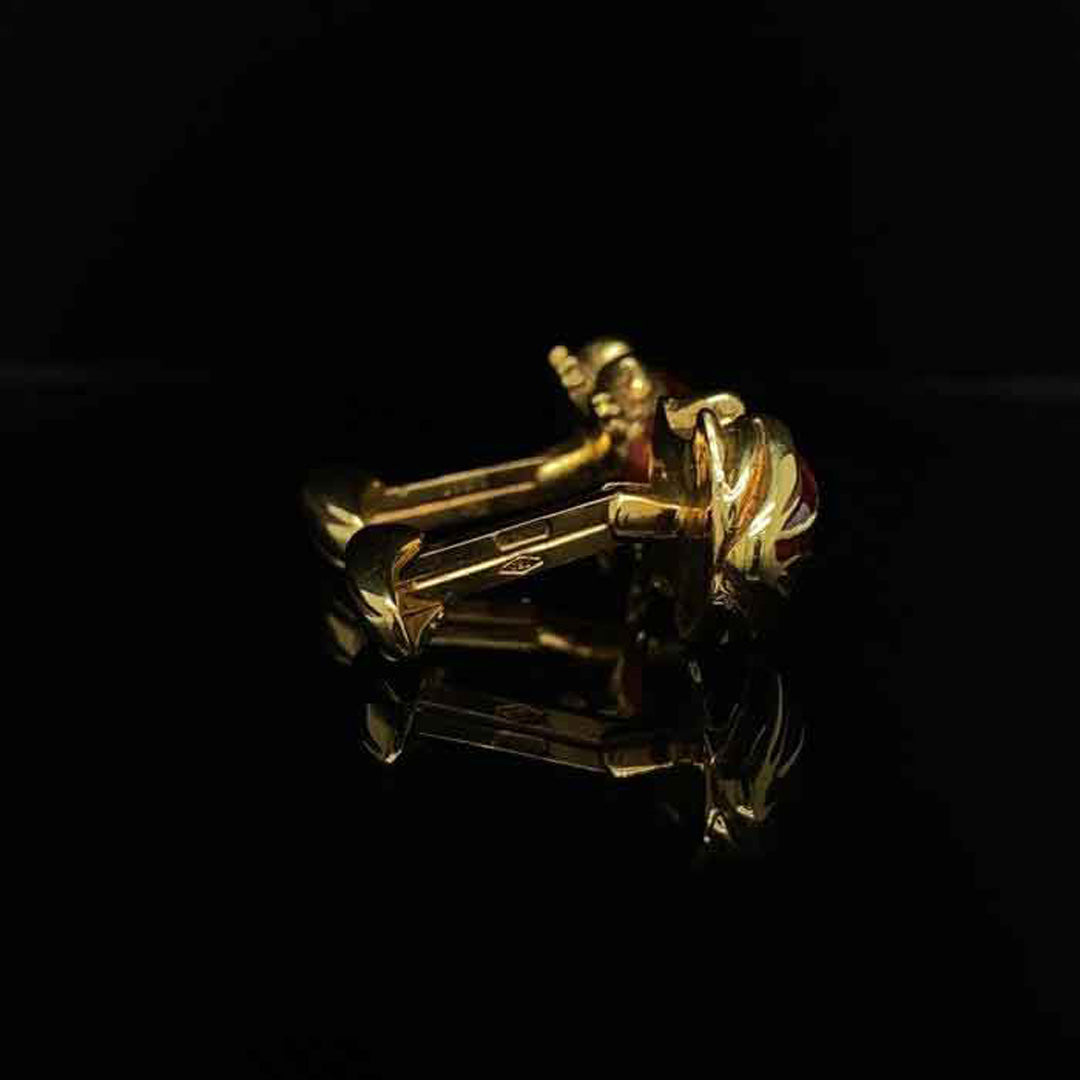 18ct Yellow Gold and Red Enamel Frog Cufflinks