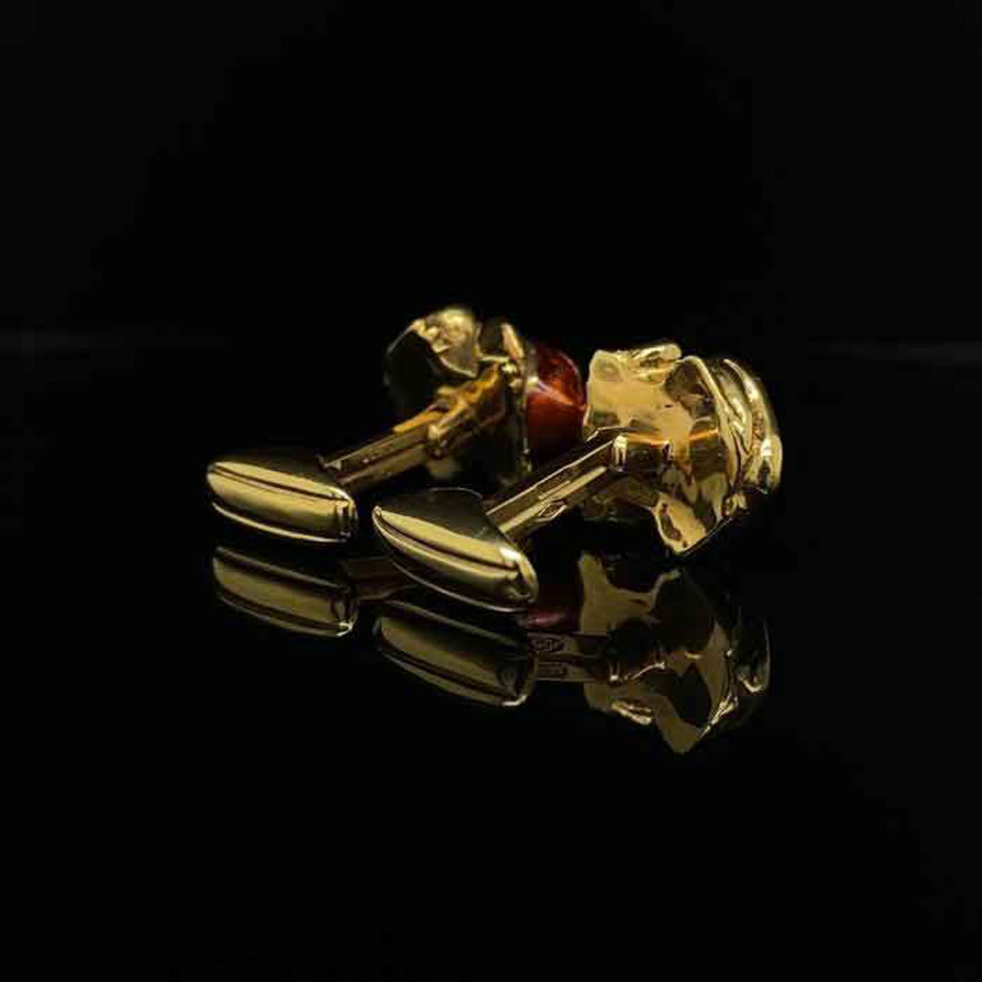 18ct Yellow Gold and Red Enamel Frog Cufflinks