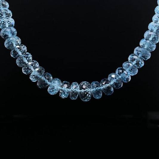 191.60ct Faceted Aquamarine Bead Necklace