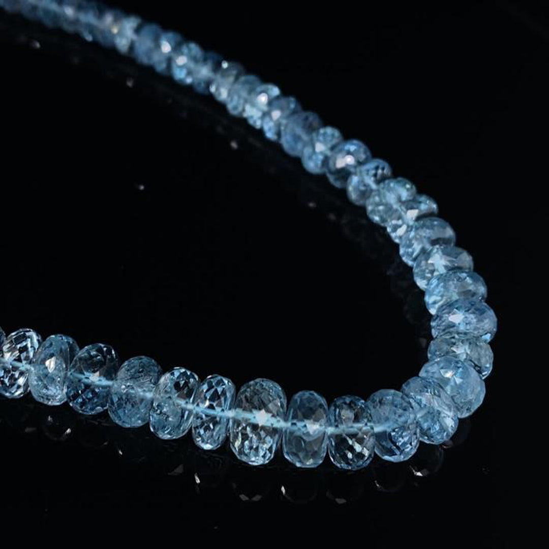 191.60ct Faceted Aquamarine Bead Necklace