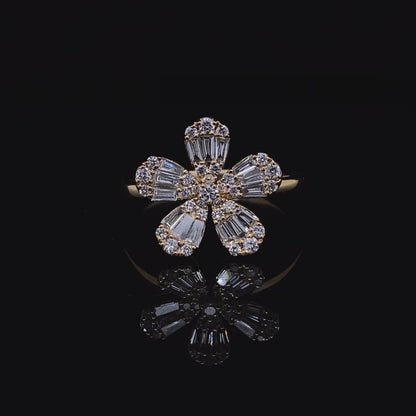Diamond Set Flower Dress Ring