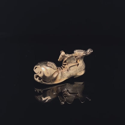 9ct Yellow Gold Mouse In Boot Charm