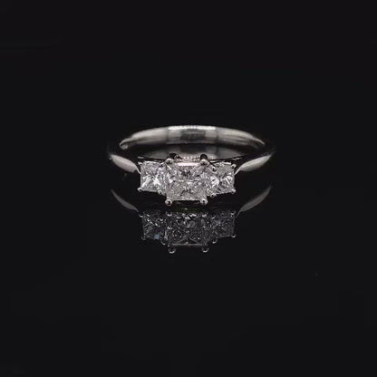 0.77ct Princess Cut Diamond Three Stone Ring