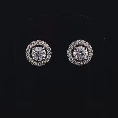 Round Diamond Halo Cluster Earrings