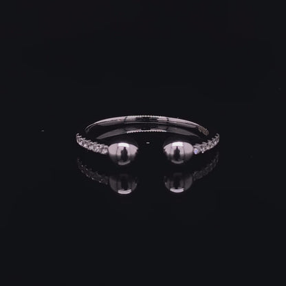 0.11ct Diamond Set Open Ring With Beaded Ends