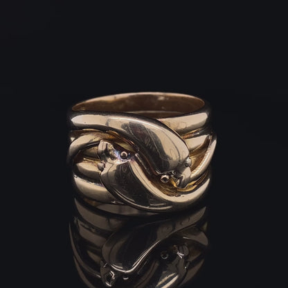 Antique Yellow Gold Coiled Snakes Ring