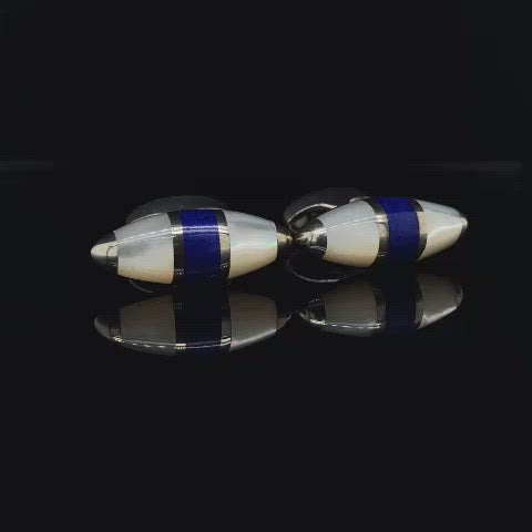 Silver, Mother of Pearl and Lapis Cufflinks