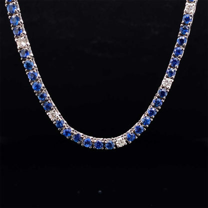 5.59ct Round Sapphire and Diamond Riviere Necklace