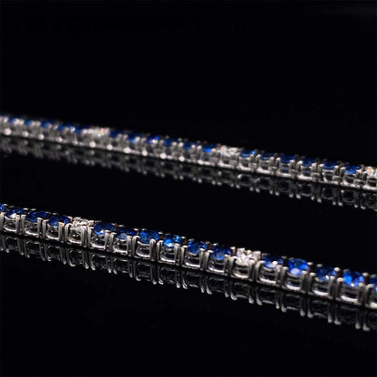 5.59ct Round Sapphire and Diamond Riviere Necklace