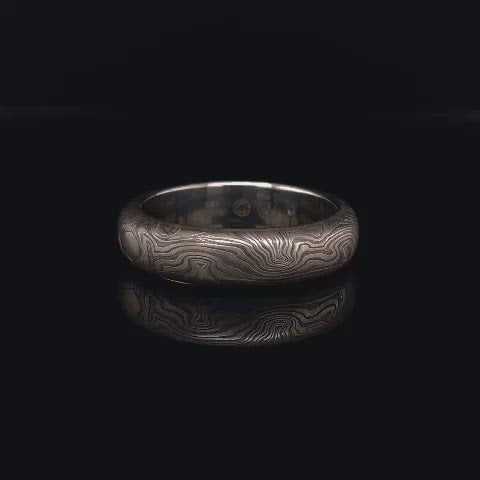 White Gold Mokume Gane Wedding Ring
