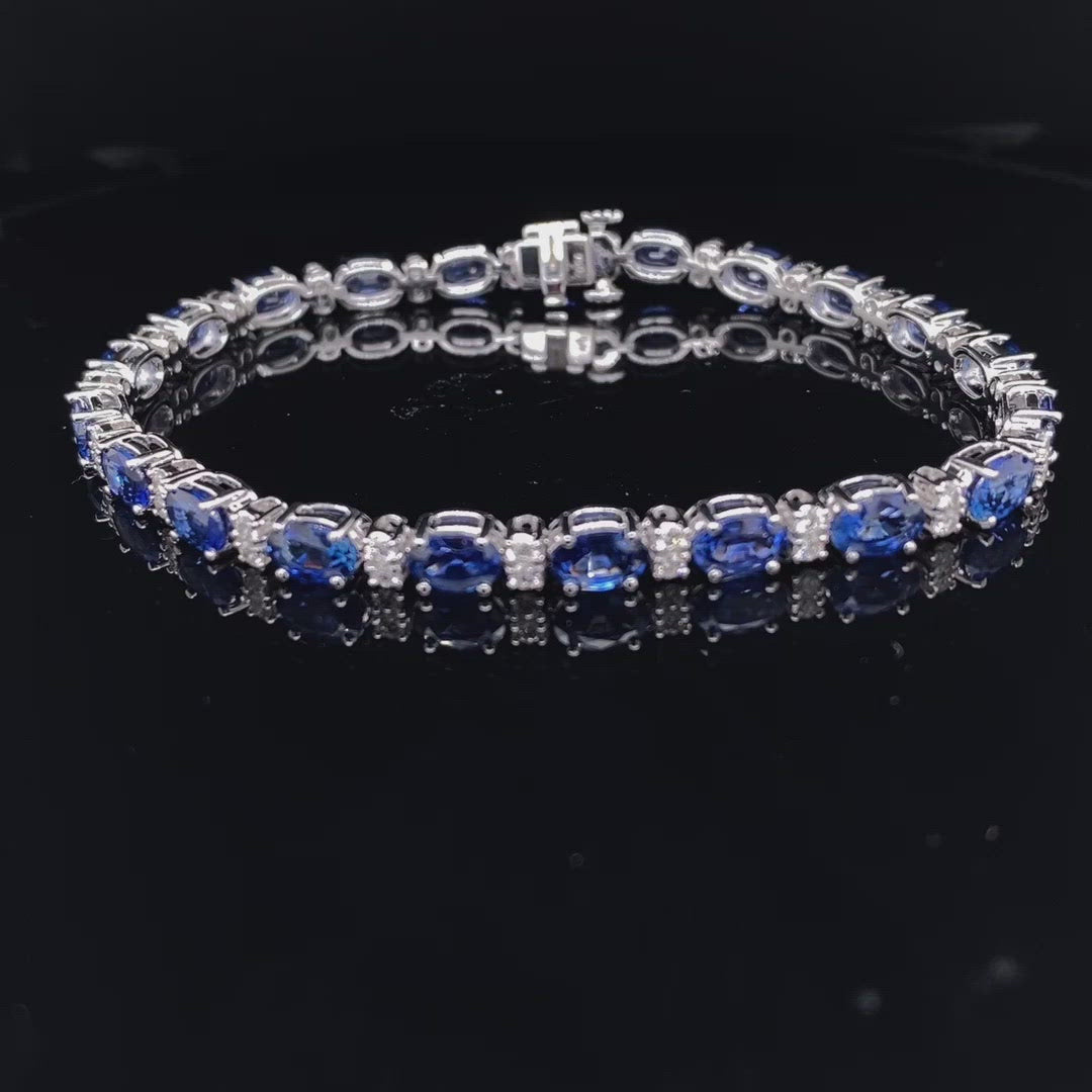 Sapphire and Diamond Oval Double Link Bracelet