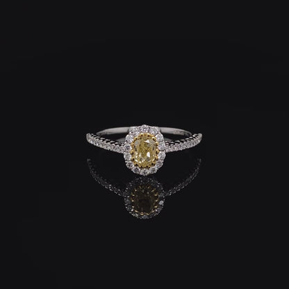 0.52ct Oval Yellow Diamond Cluster Ring