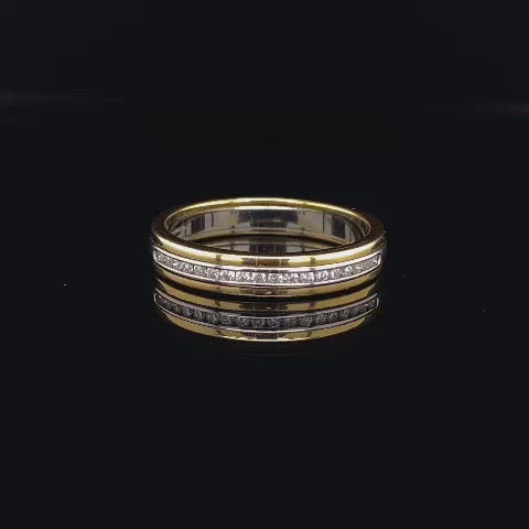 Diamond Set White and Yellow Gold 3.5mm Wedding Ring