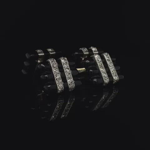 Platinum Art Deco Onyx and Diamond Cufflinks