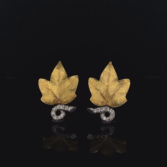 Vintage Cartier Diamond Leaf Clip Earrings
