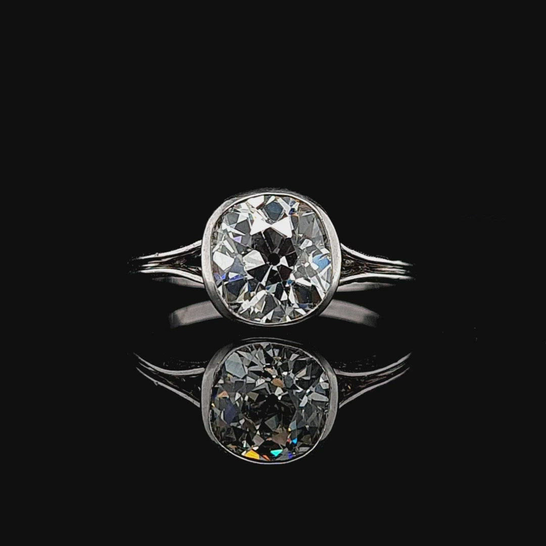 2.32ct Old Cushion Cut Diamond Solitaire Ring