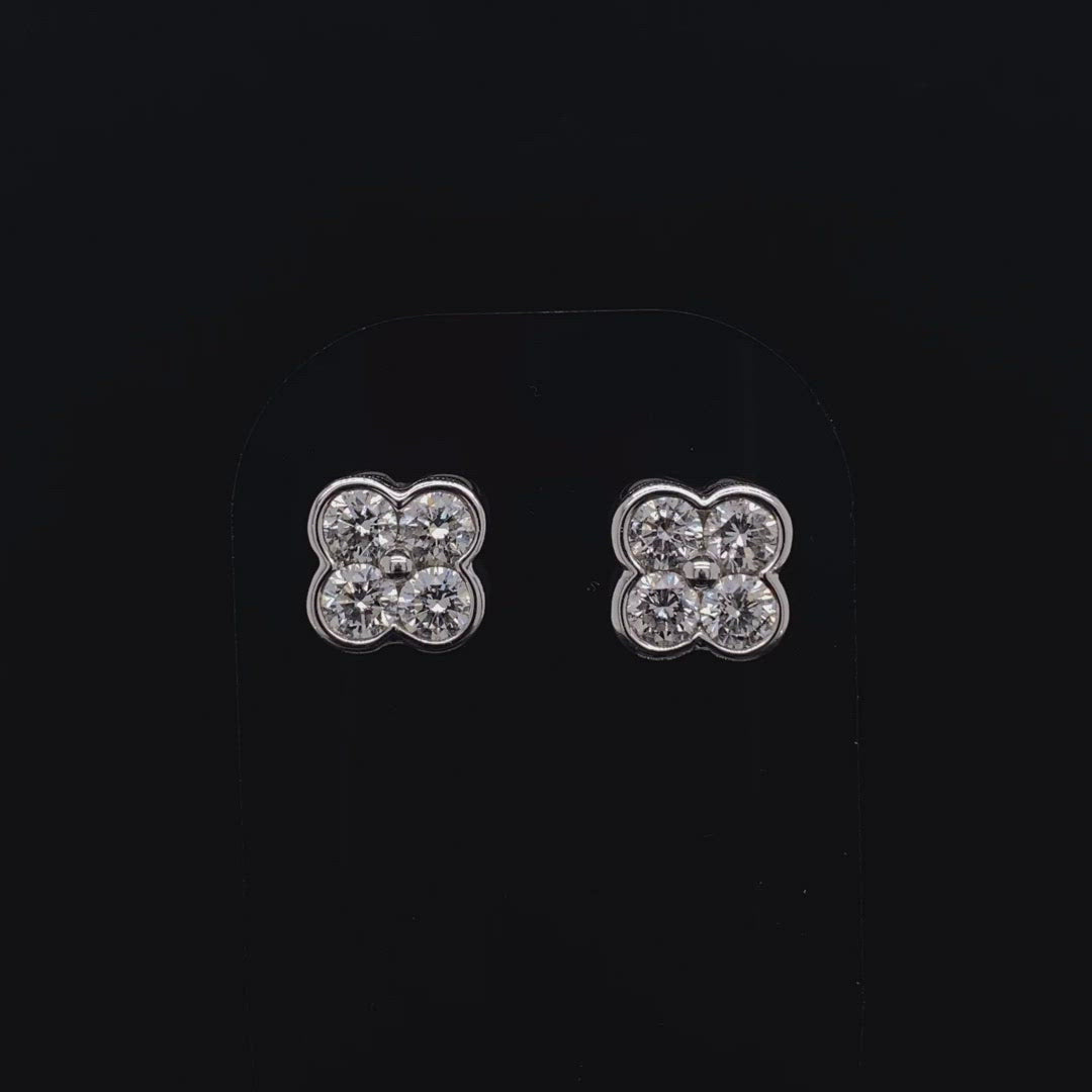 Round Diamond Quatrefoil Earrings