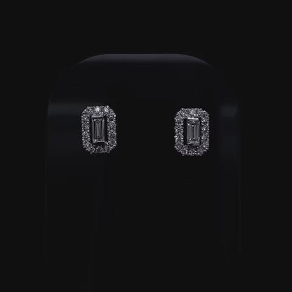 0.31ct Baguette And Round Diamond Cluster Earrings