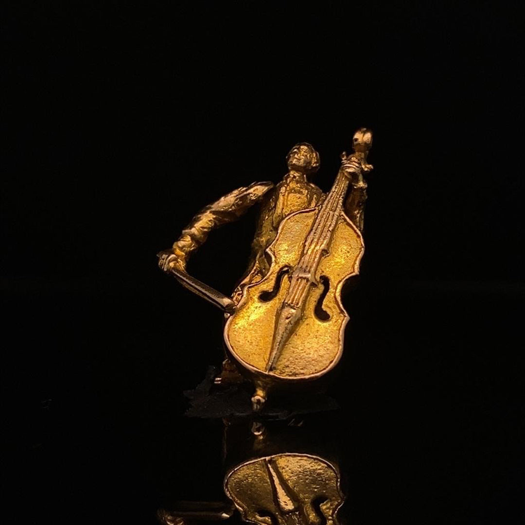 9ct Yellow Gold Cellist and Cello Charm