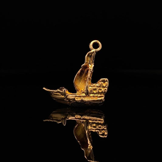 9ct Yellow Gold Pirate Ship Charm