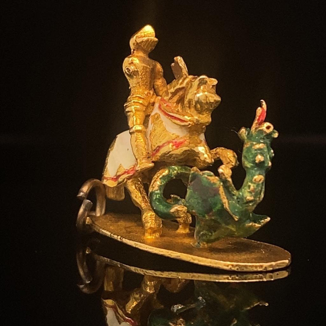 9ct Yellow Gold St George Slaying the Dragon Charm