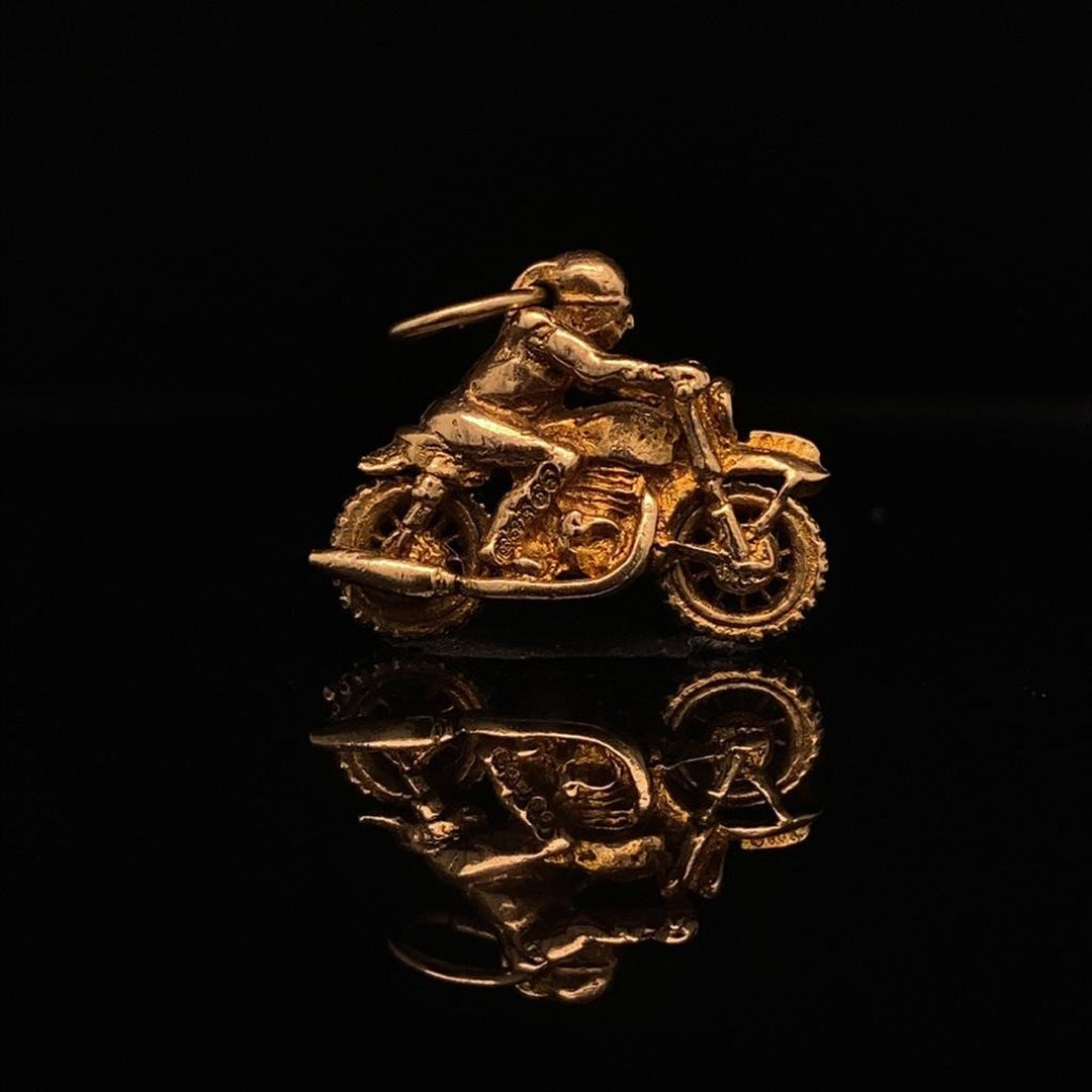9ct Yellow Gold Vintage Motorbike Charm