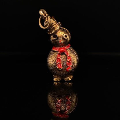 9ct Yellow Gold and Enamel Snowman Charm