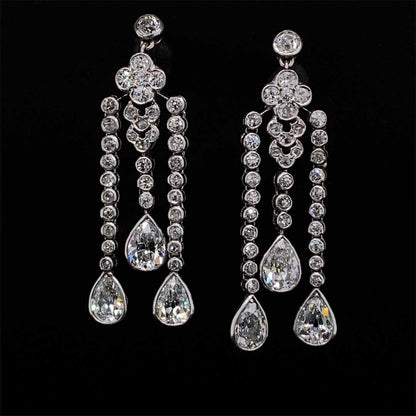 Antique Edwardian Platinum Fancy Diamond Drop Earrings – Michael Rose