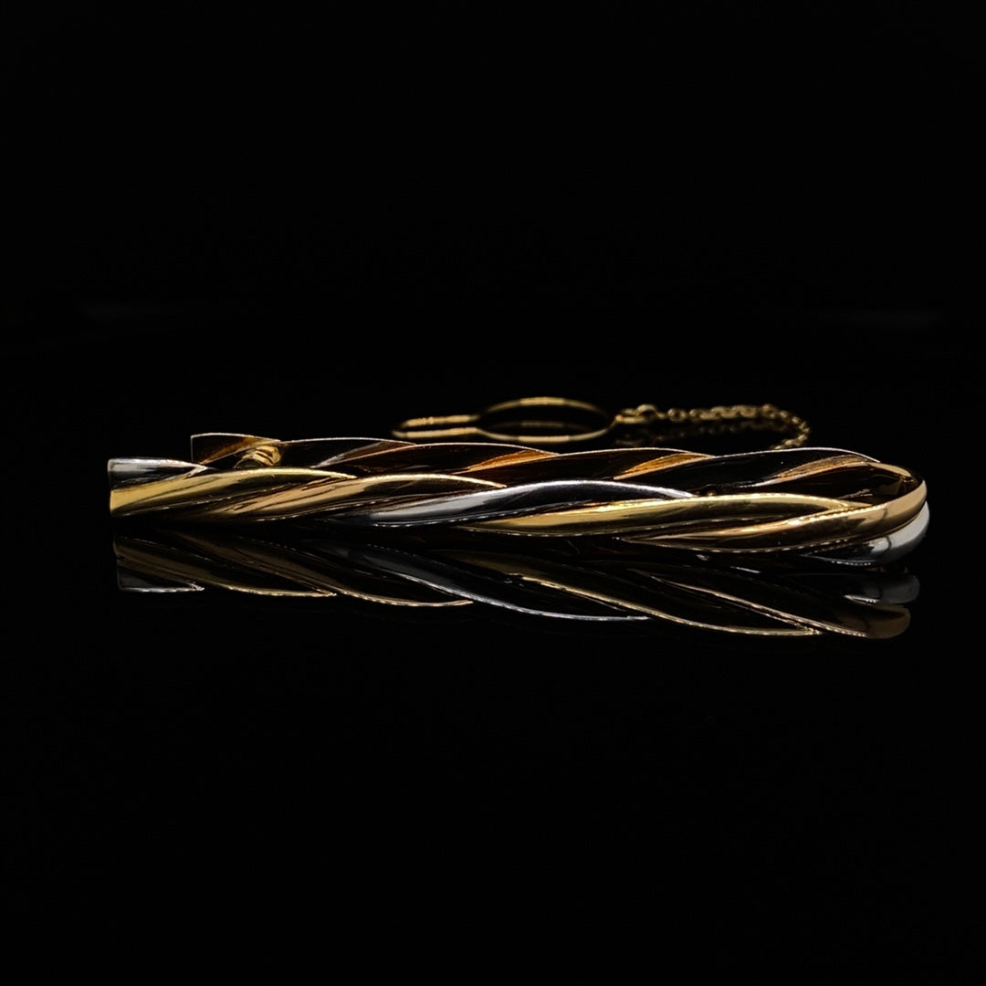 Cartier White, Yellow And Rose Gold Twisted Tie Slide