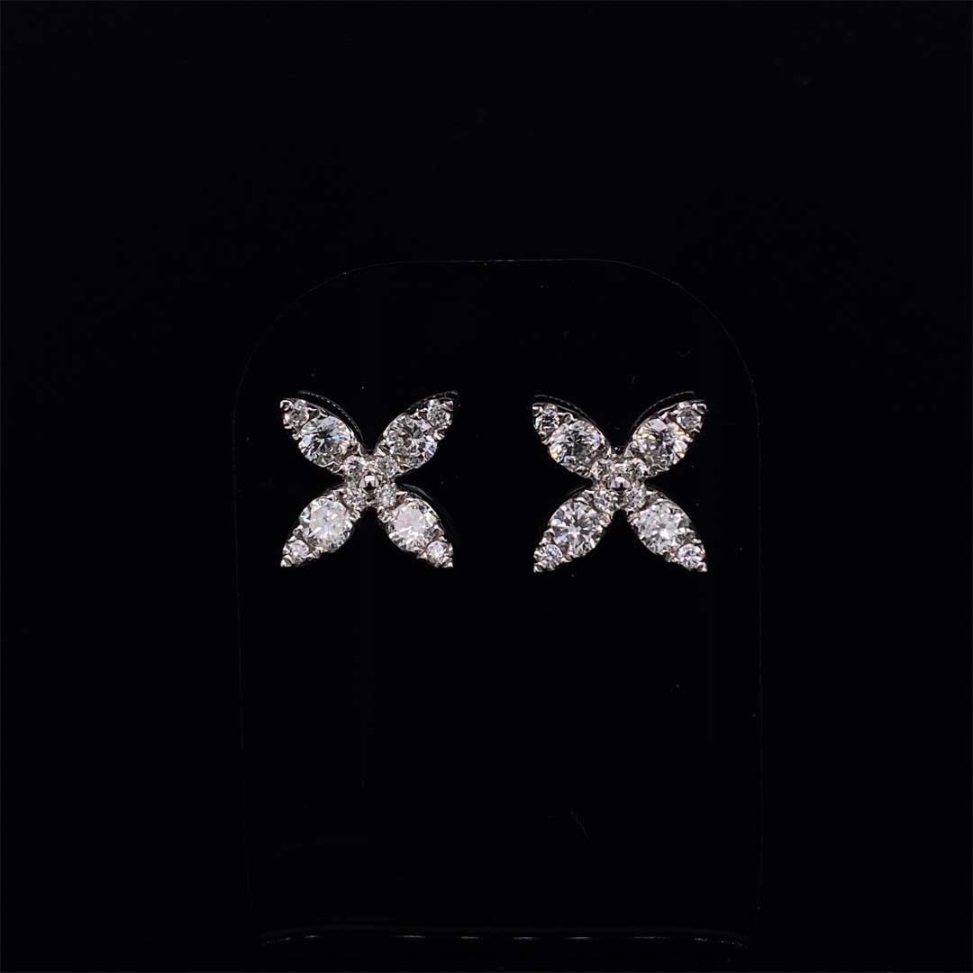 Diamond Set Marquise Shape Petal Earrings
