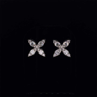 Diamond Set Marquise Shape Petal Earrings