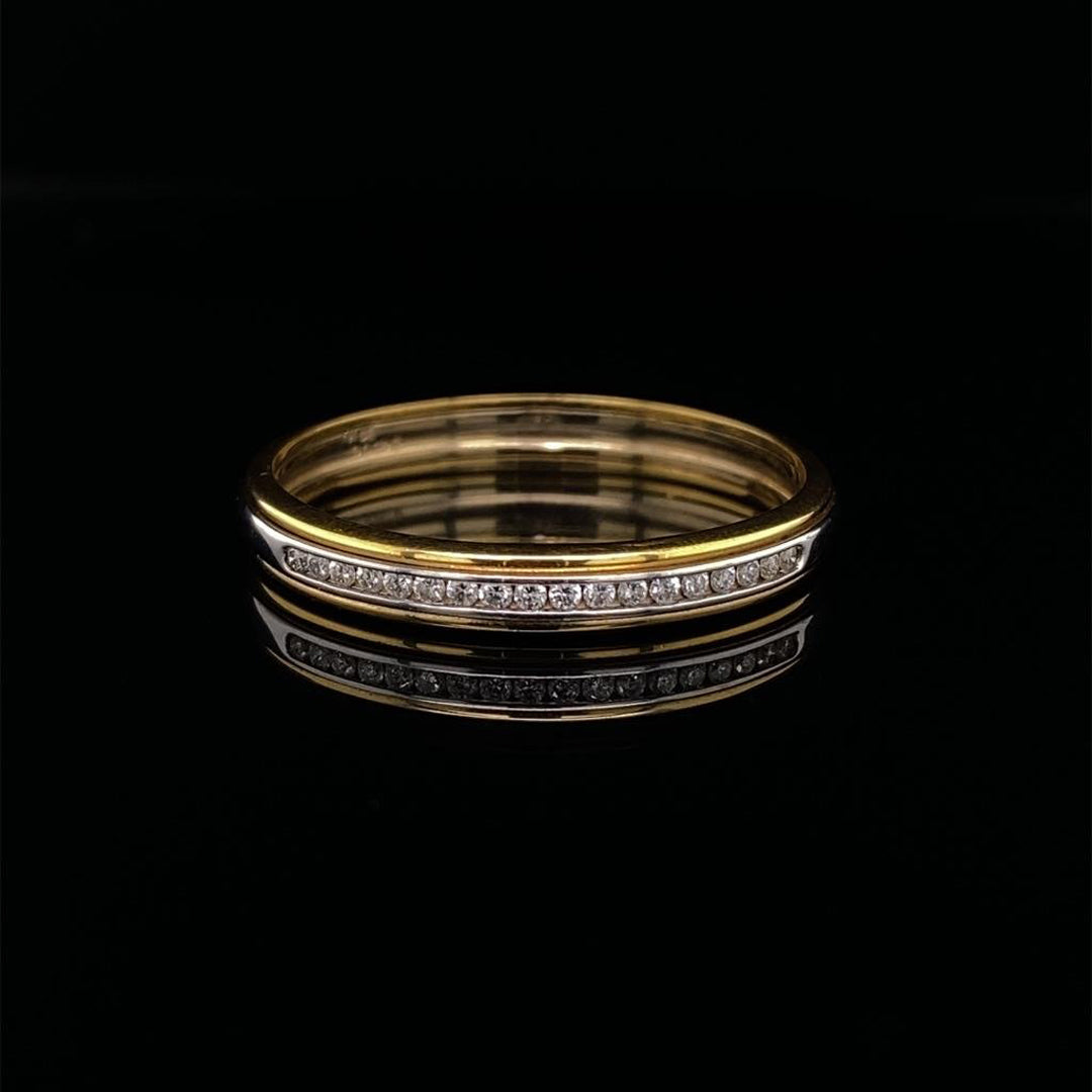 Diamond Set White and Yellow Gold Wedding Ring
