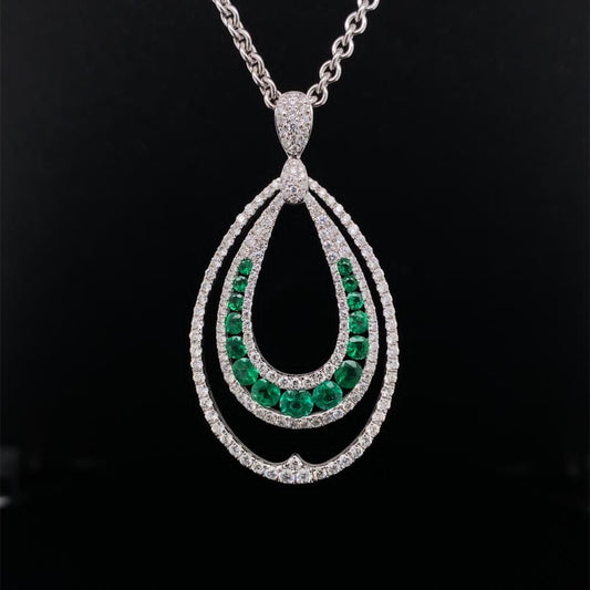 Emerald And Diamond Fancy Drop Pendant