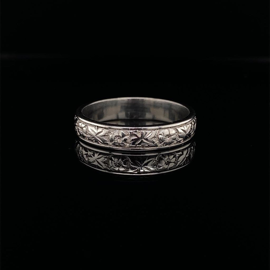 Floral Engraved Wedding Ring