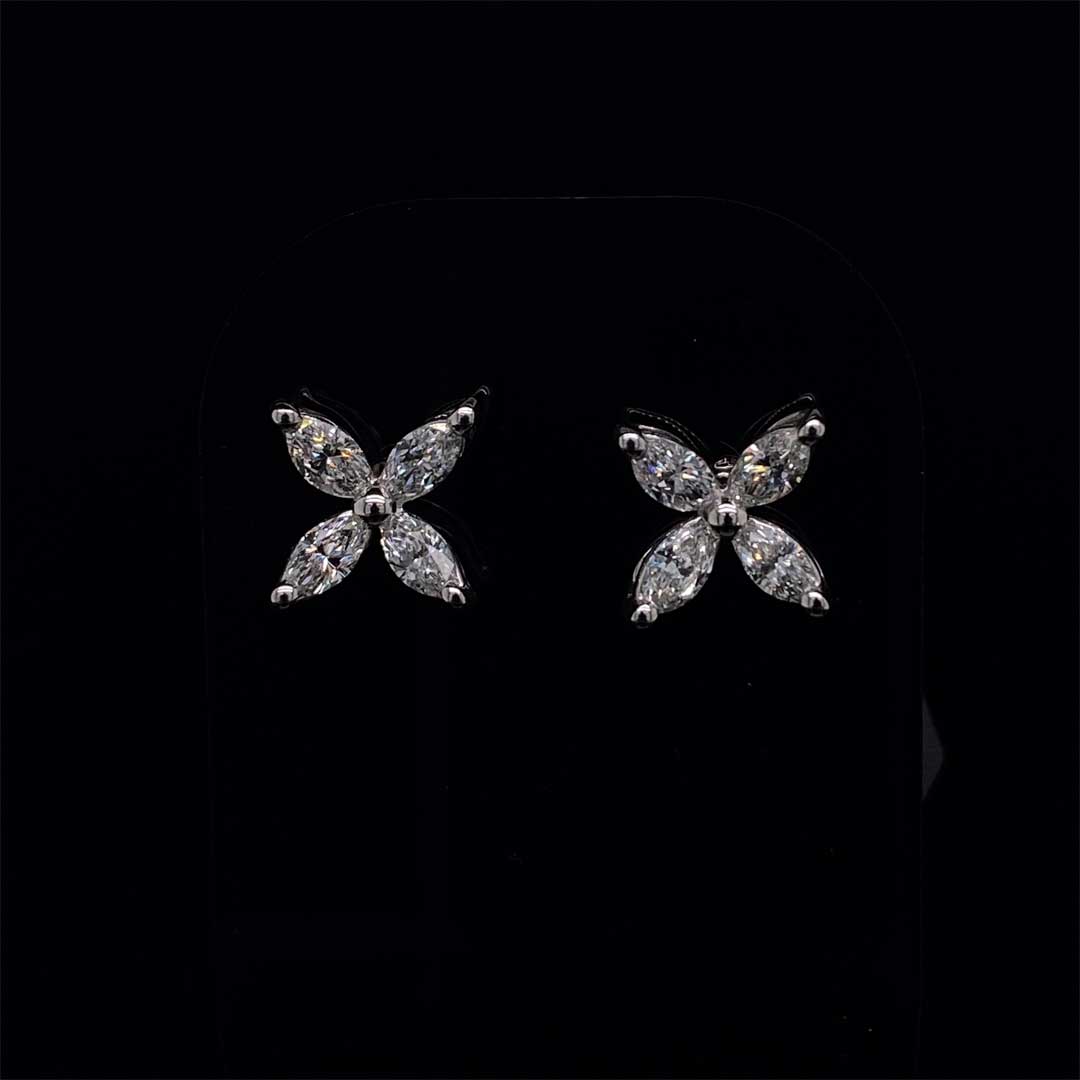 Marquise Cut Diamond Petal Earrings