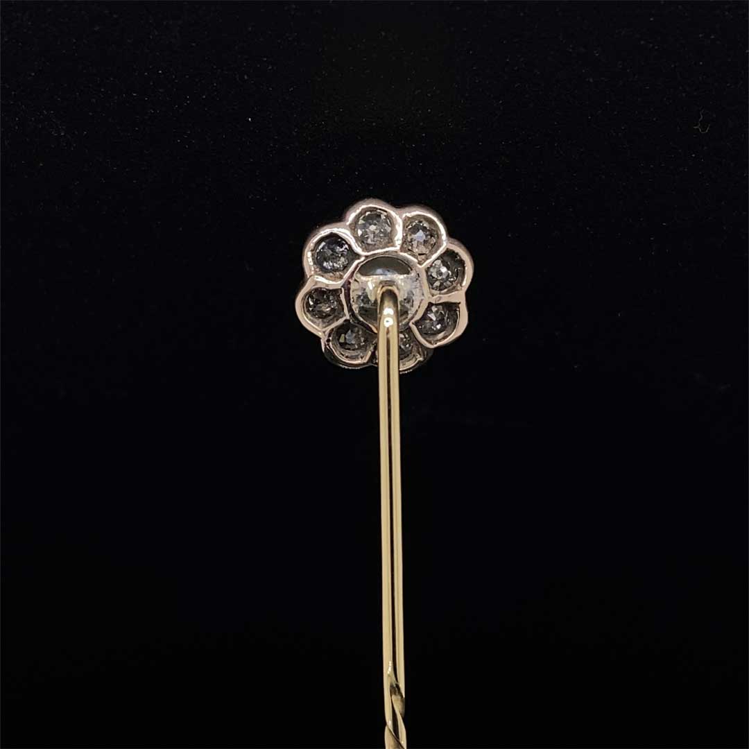 Pearl and Diamond Flower Tie Pin
