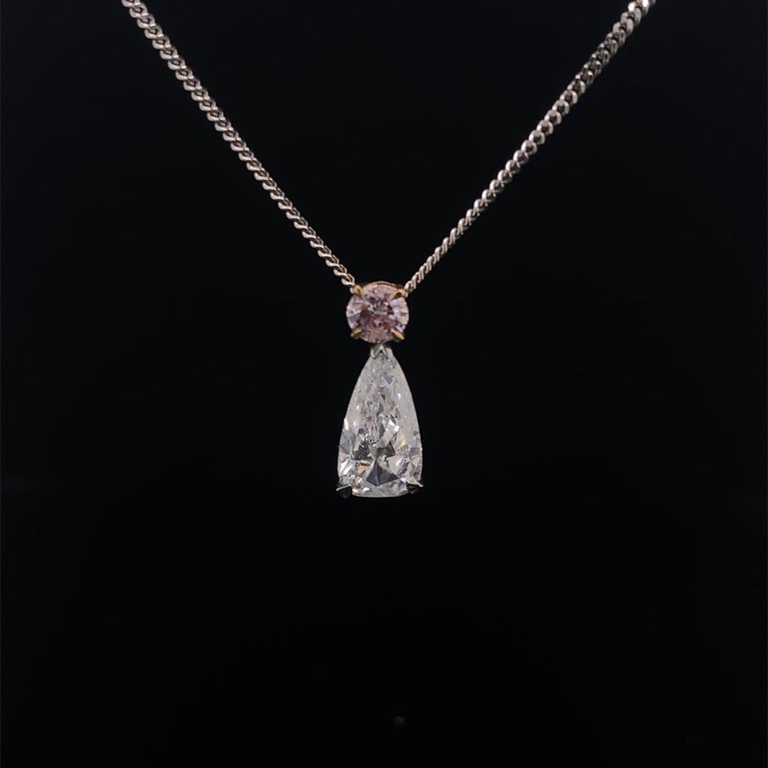 Pink Diamond and Certified White Diamond Pendant