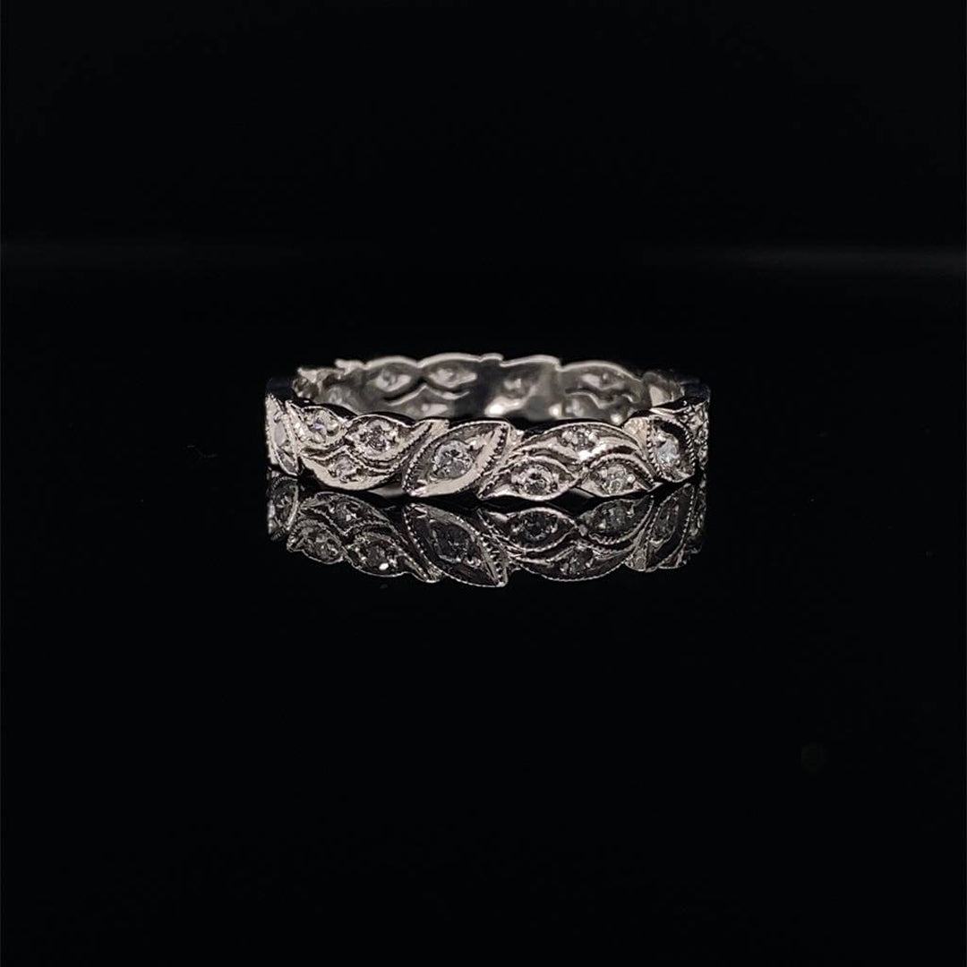 Platinum 0.40ct Diamond Set Floral Eternity Ring