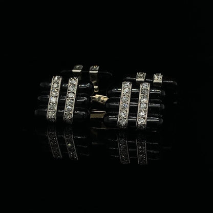 Platinum Art Deco Onyx and Diamond Cufflinks
