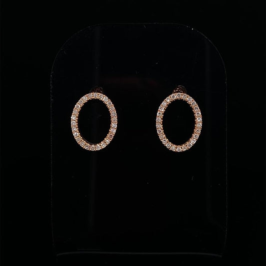 Rose Gold Diamond Set Open Oval Earrings