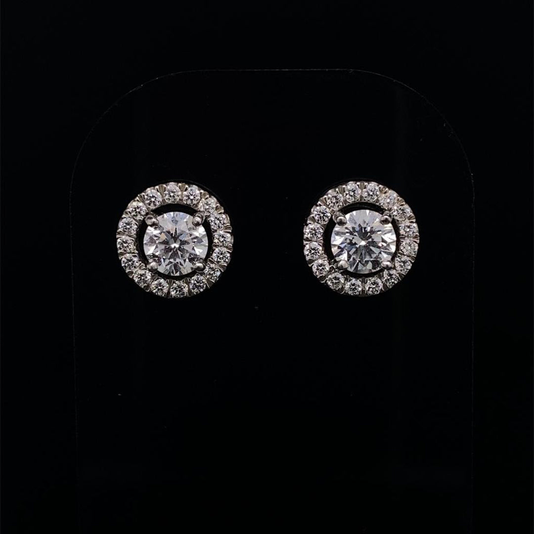 Round Diamond Halo Cluster Earrings
