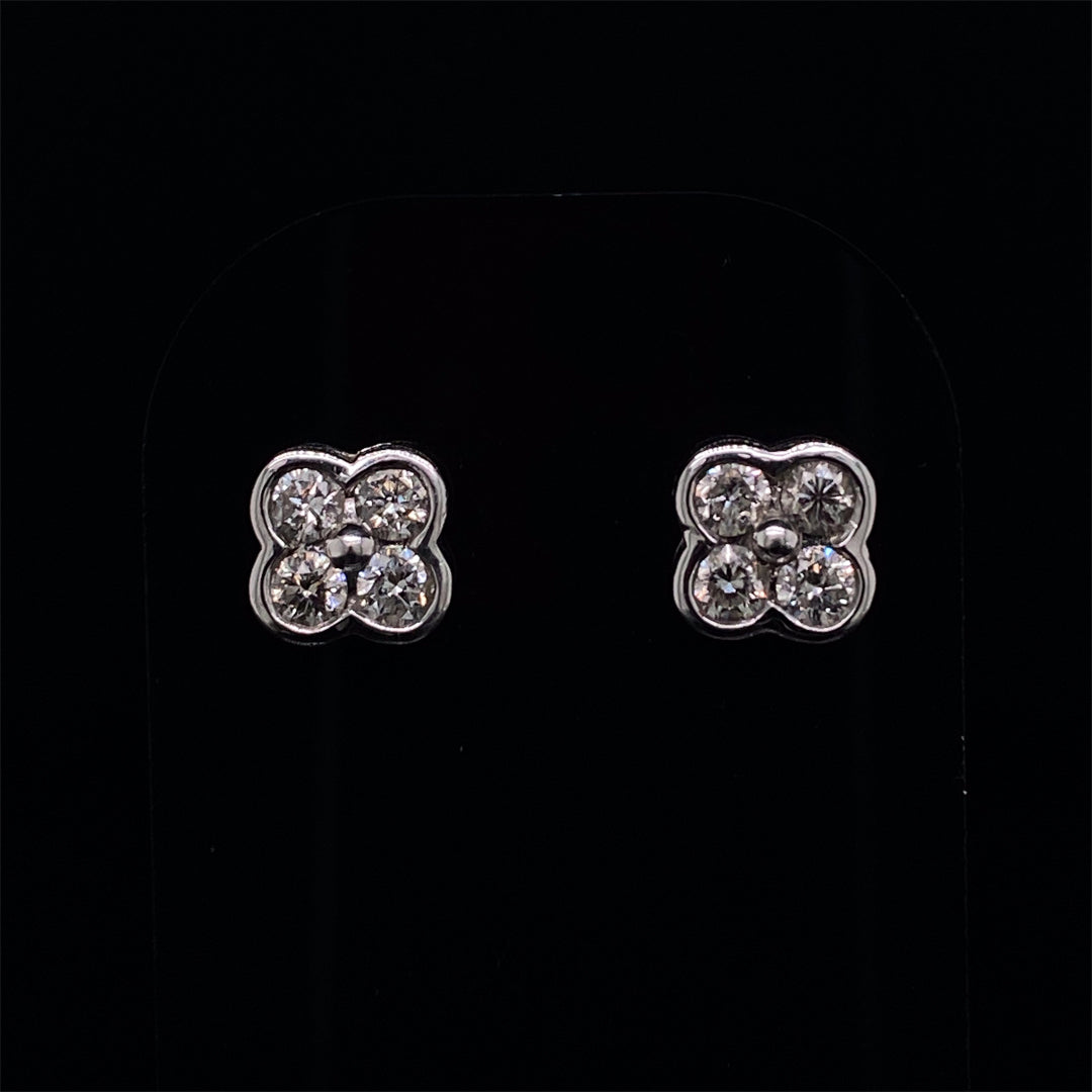 Round Diamond Quatrefoil Earrings