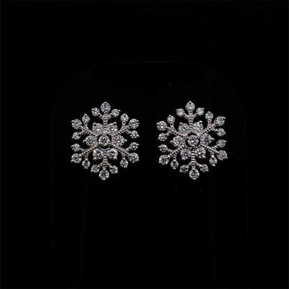 Round Diamond Snowflake Earrings