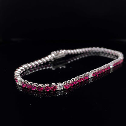 Ruby and Diamond Line Bracelet