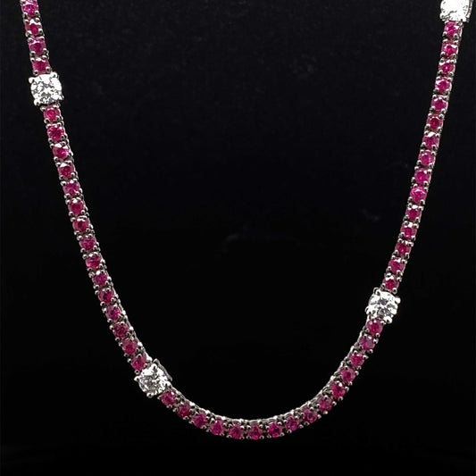 Ruby and Diamond Riviere Necklace