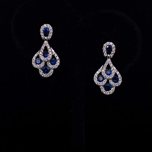Sapphire And Diamond Peacock Style Earrings