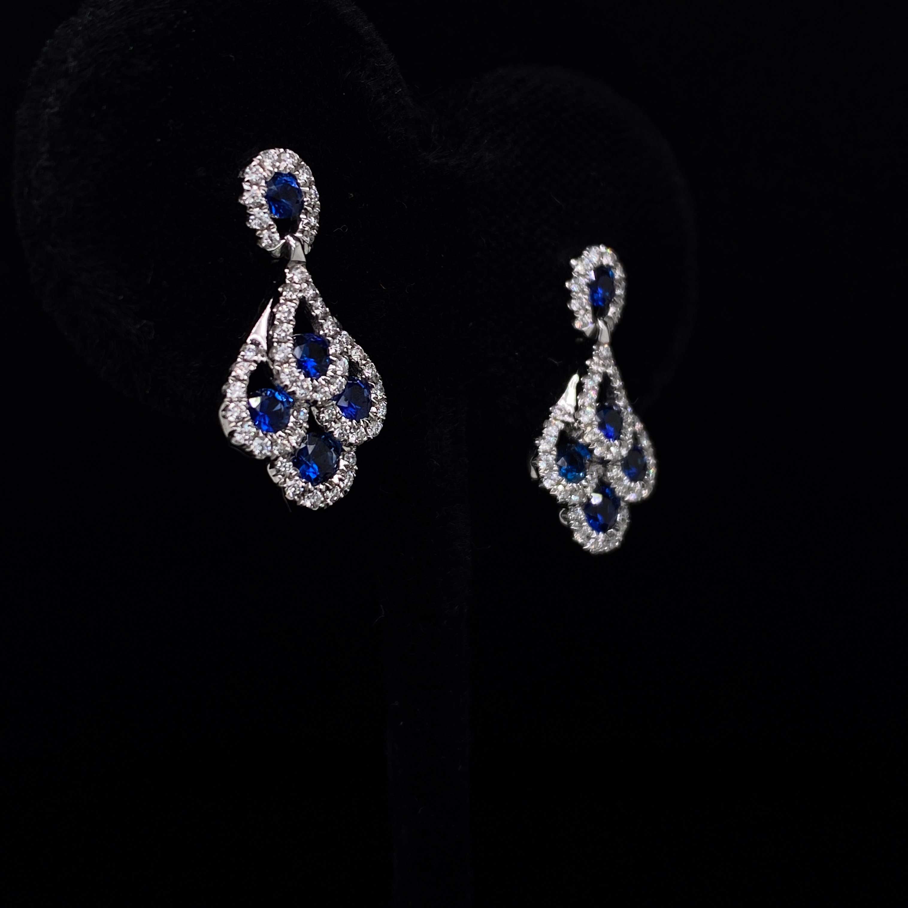 0.69ct Sapphire And Diamond Peacock Style Drop Earrings Michael Rose