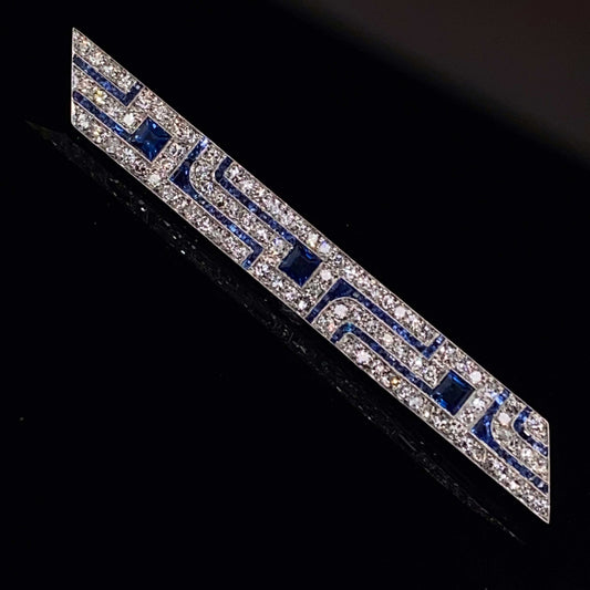 Sapphire and Diamond Art Deco Brooch